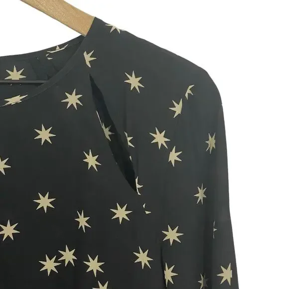 Pam & Gela Long Sleeve Silk Romper - Black & Cream - 0